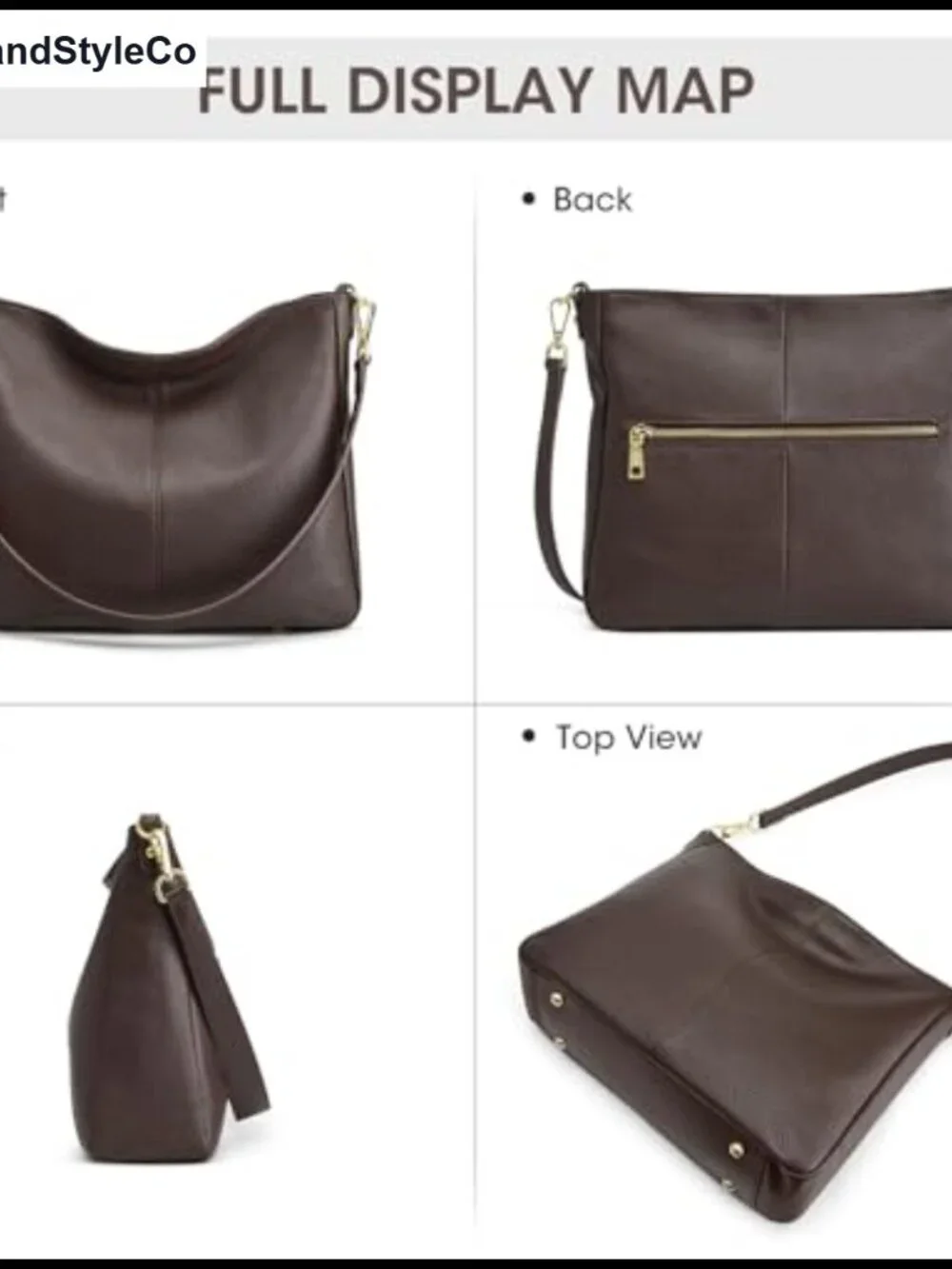 Genuine Leather Crossbody Bag Hobo with 2 Straps Large Capacity